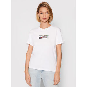 Tommy Jeans dámské bílé tričko Metallic - S (YBR)